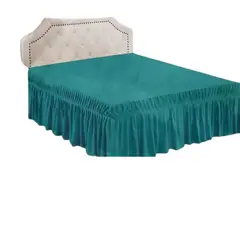 GENERICO - Faldón para cama 1.5 Plazas - Falda de cama Turquesa