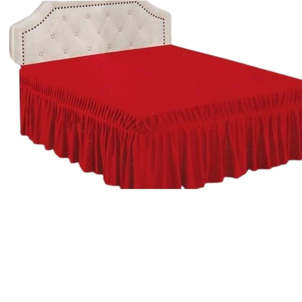 GENERICO - Faldón para cama 1.5 Plazas - Falda de cama Rojo