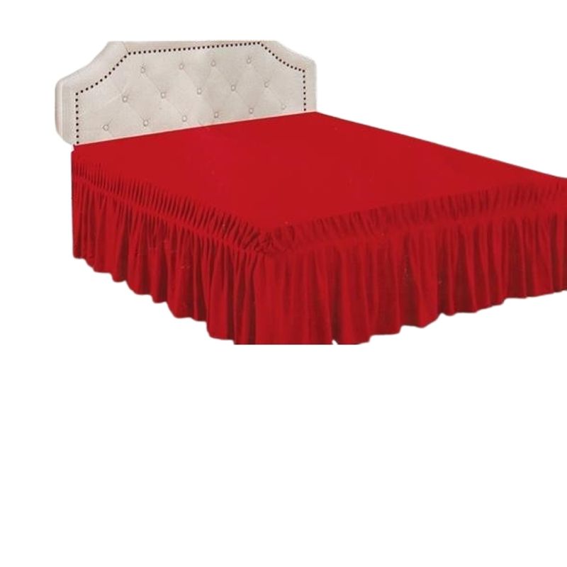 GENERICO - Faldón para cama 1.5 Plazas - Falda de cama Rojo