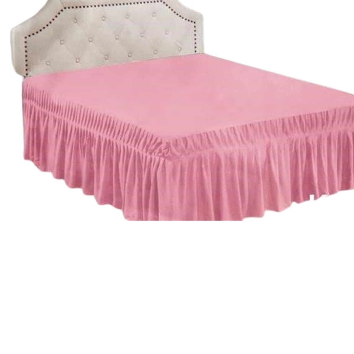 GENERICO - Faldón para cama 1.5 Plazas - Falda de cama Rosado