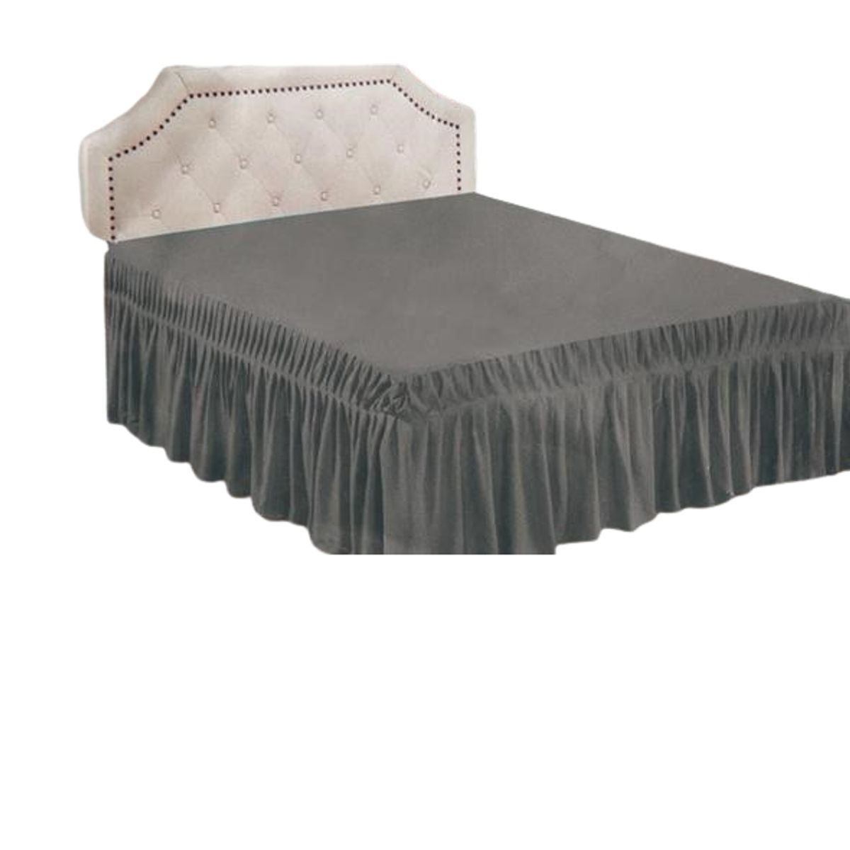 GENERICO - Faldón para cama 1.5 Plazas - Falda de cama Gris
