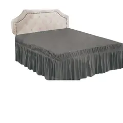 GENERICO - Faldón para cama 1.5 Plazas - Falda de cama Gris