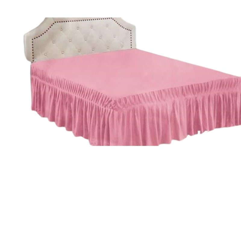 GENERICO - Faldón para cama 2 Plazas - Falda de cama Rosado