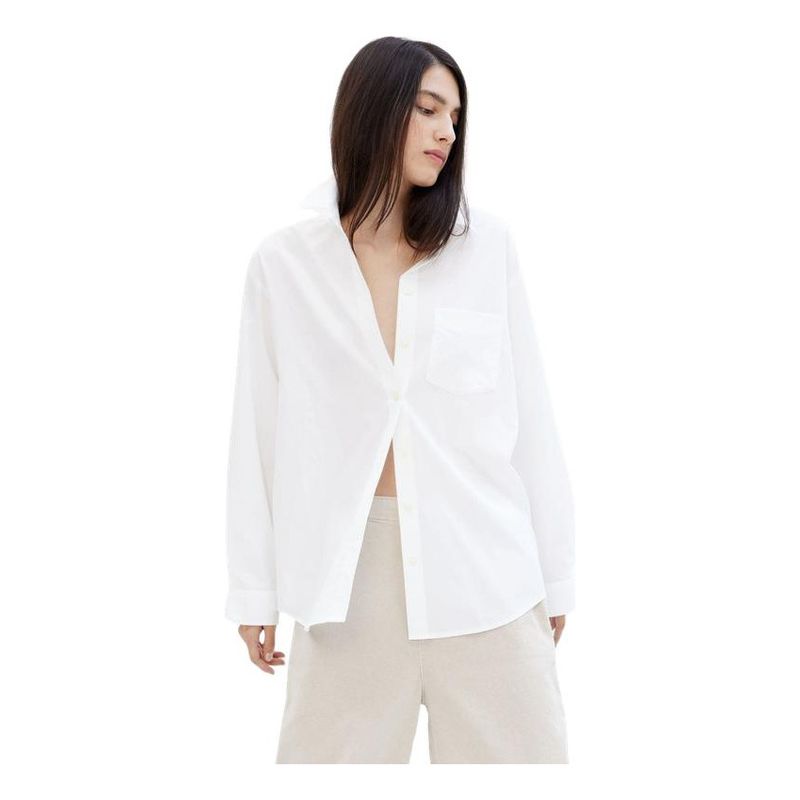 GAP - Blusa Popelina Oversize Manga Larga Blanco GAP