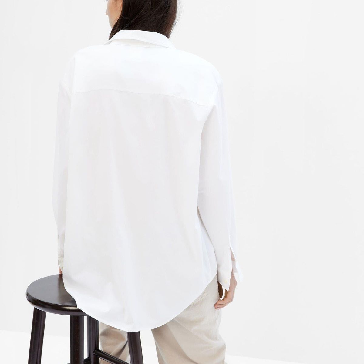 GAP - Blusa Popelina Oversize Manga Larga Blanco GAP