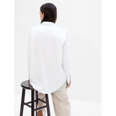 Imagen 2 del producto Blusa Popelina Oversize Manga Larga Blanco