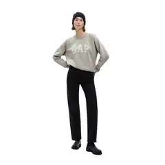 GAP - Polerón Logo Vintage Sin Cierre Mujer Gris