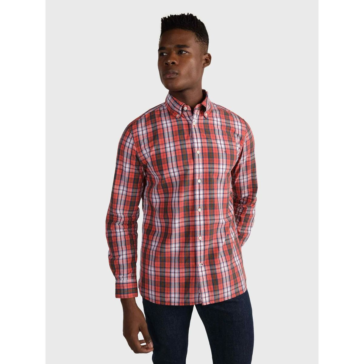 TOMMY HILFIGER - Camisa De Cuadros De Algodón Rojo Tommy Hilfiger