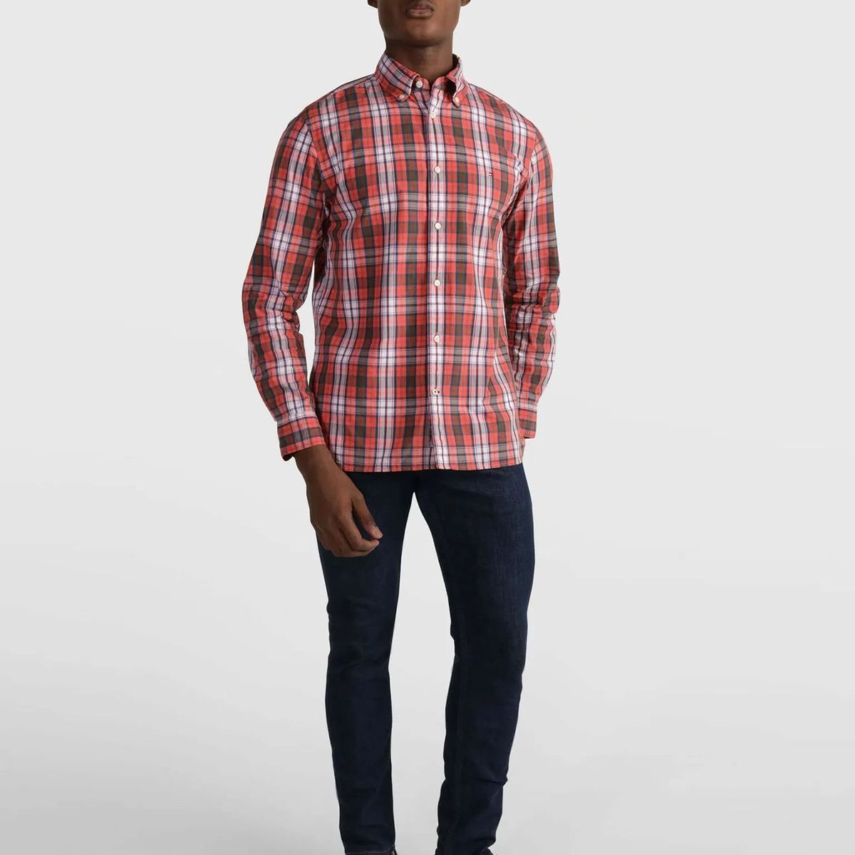 TOMMY HILFIGER - Camisa De Cuadros De Algodón Rojo Tommy Hilfiger