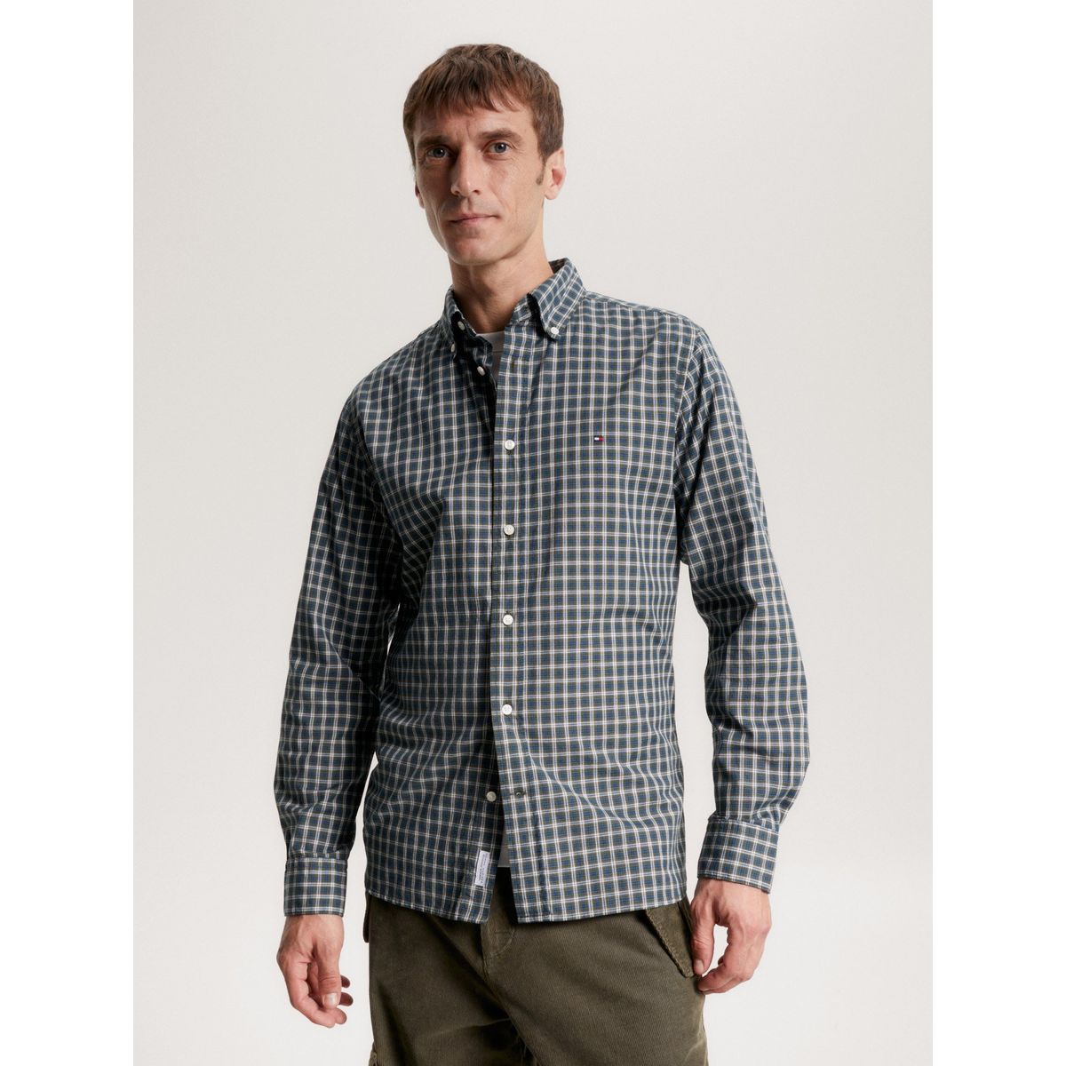 TOMMY HILFIGER - Camisa Regular Fit A Cuadros Verde Tommy Hilfiger