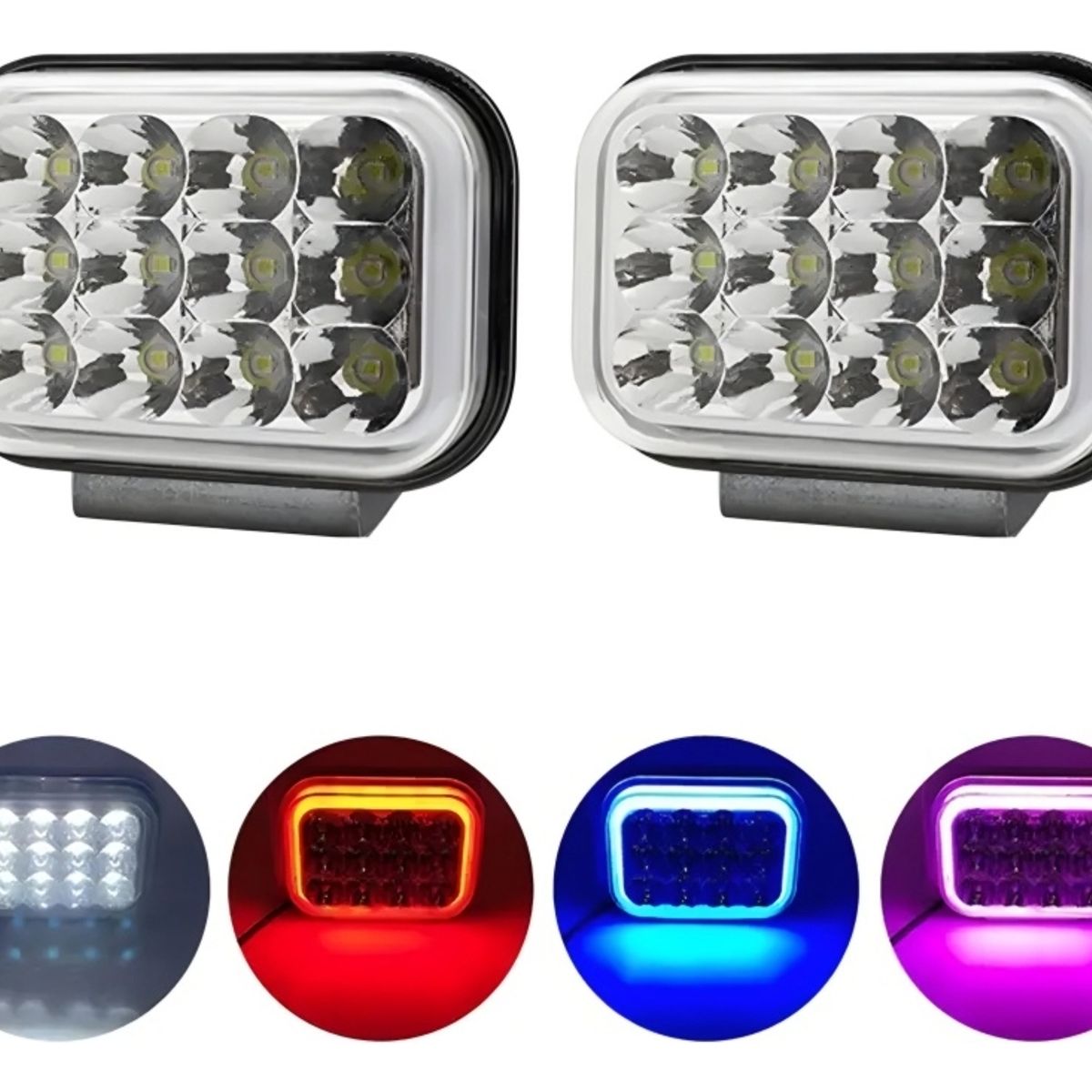 GENERICO - X2 Neblinero 12 Led Aro Rgb 5funciones Auto Moto Foco 12-24v