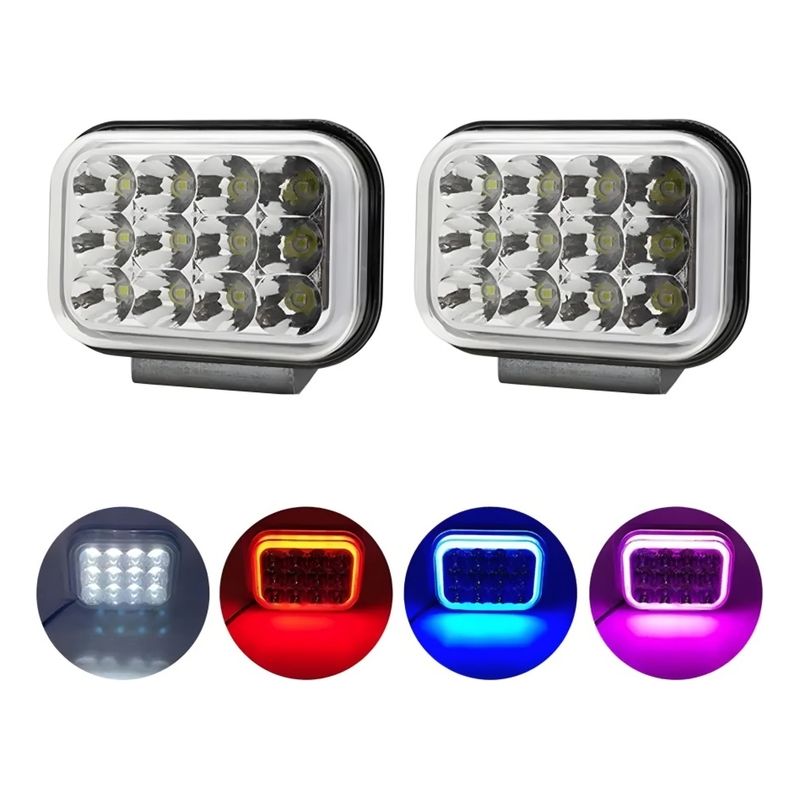 GENERICO - X2 Neblinero 12 Led Aro Rgb 5funciones Auto Moto Foco 12-24v