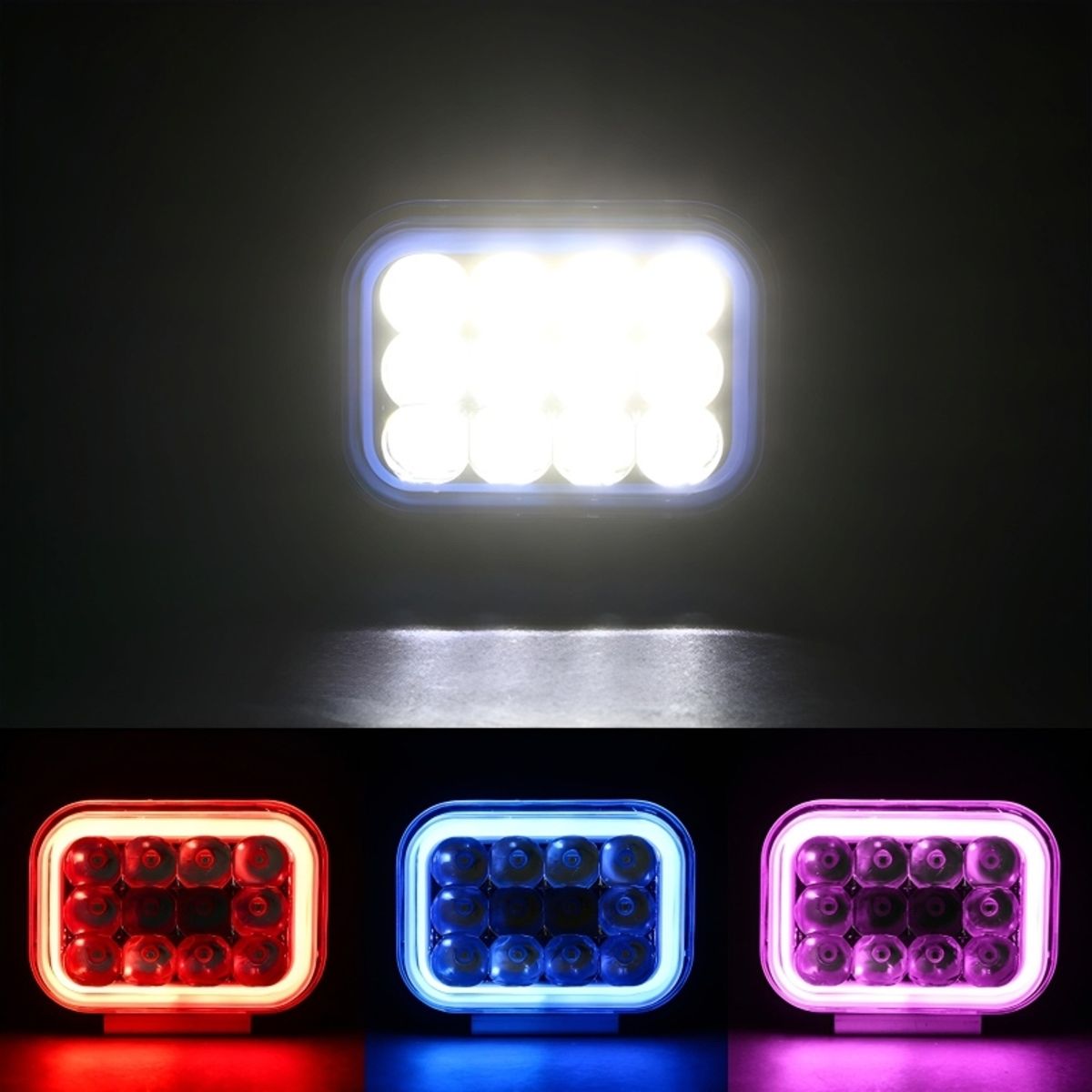 GENERICO - X2 Neblinero 12 Led Aro Rgb 5funciones Auto Moto Foco 12-24v