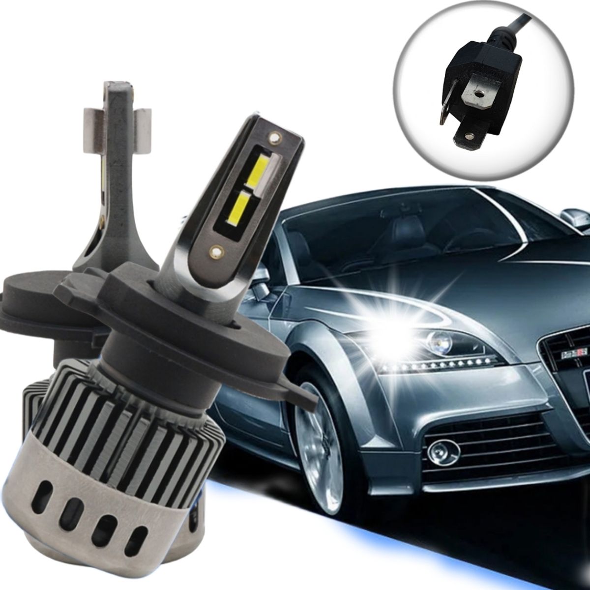 GENERICO - X2 Ampolleta Mini Turbo Led T10 Potente 12000lm Conector H4