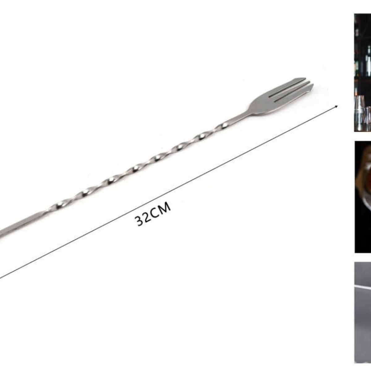 OEM - Set 2 Cucharas Para Mezclar Tridente Coctelera