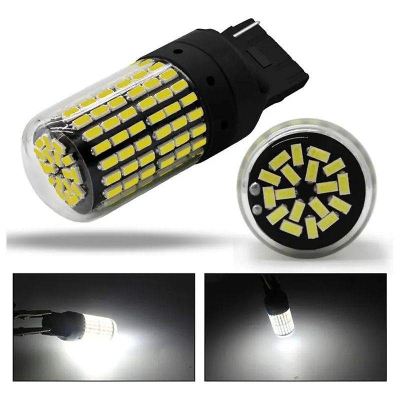 GENERICO - X2 Ampolleta Led T20 7440 144led Luz Blanca 360° Auto 1cont