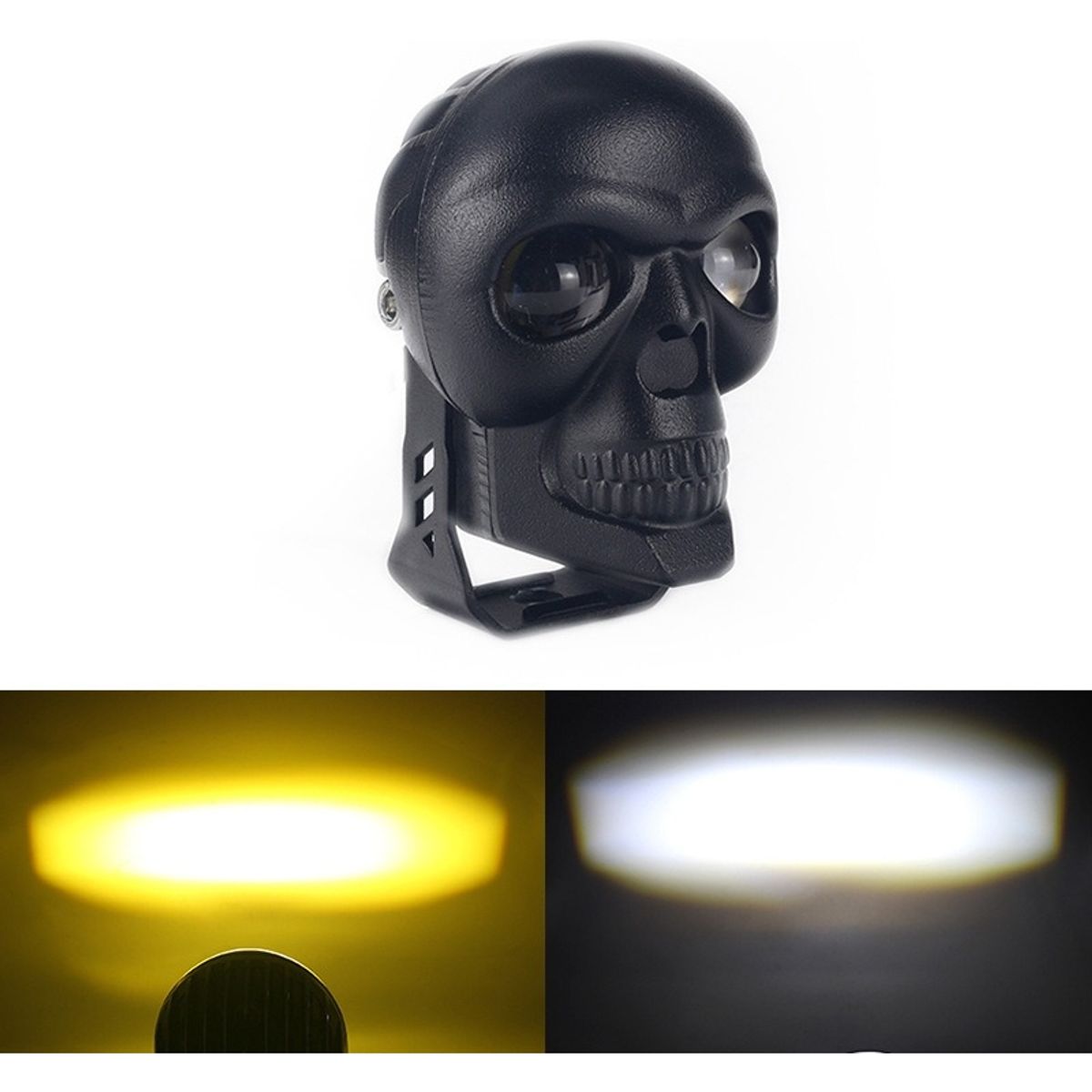 GENERICO - Foco Neblinero Bicolor Calavera Negro Tipo Lupa Auto Moto