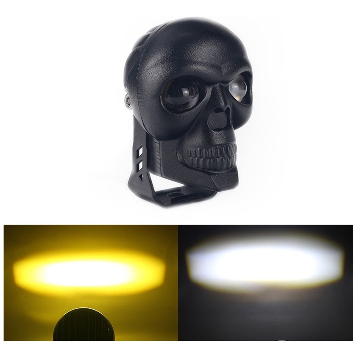 GENERICO - Foco Neblinero Bicolor Calavera Negro Tipo Lupa Auto Moto