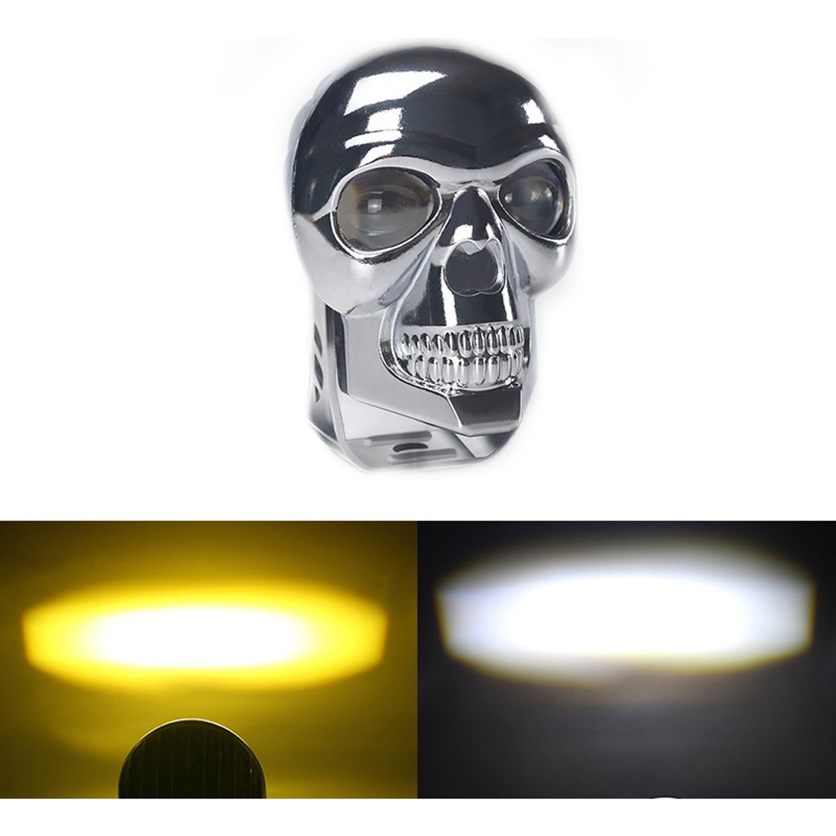 GENERICO - Foco Neblinero Bicolor Calavera Cromado Tipo Lupa Auto Moto