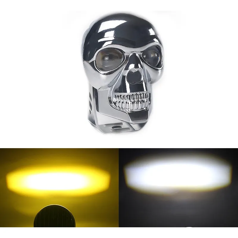 GENERICO - Foco Neblinero Bicolor Calavera Cromado Tipo Lupa Auto Moto