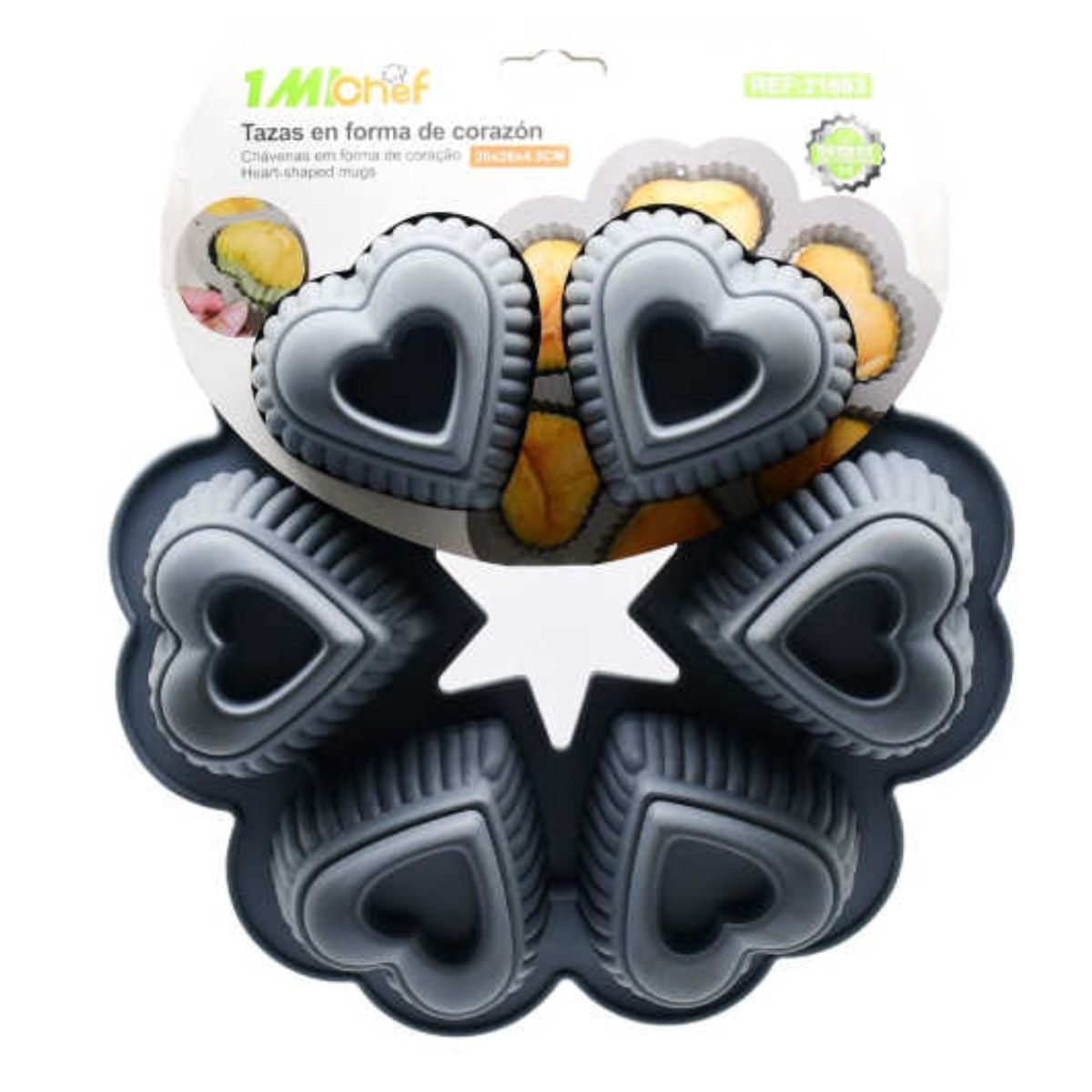 OEM - Molde De Silicona 6 Cupcakes Corazón