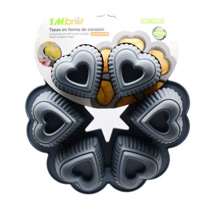 OEM - Molde De Silicona 6 Cupcakes Corazón