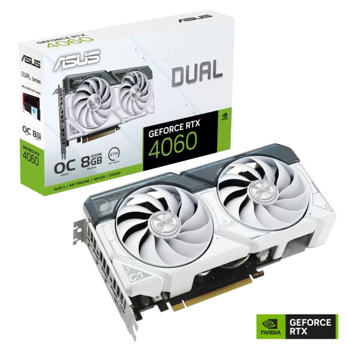 ASUS - Tarjeta Video Asus Dual GeForce RTX 4060 OC 8GB GDDR6 Blanco ASUS