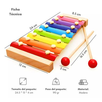 Imagen 2 del producto Xilofono de madera 8 notas musicales