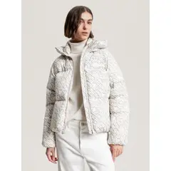 TOMMY HILFIGER - Parka Acolchada Monogram Y Gorro Blanco