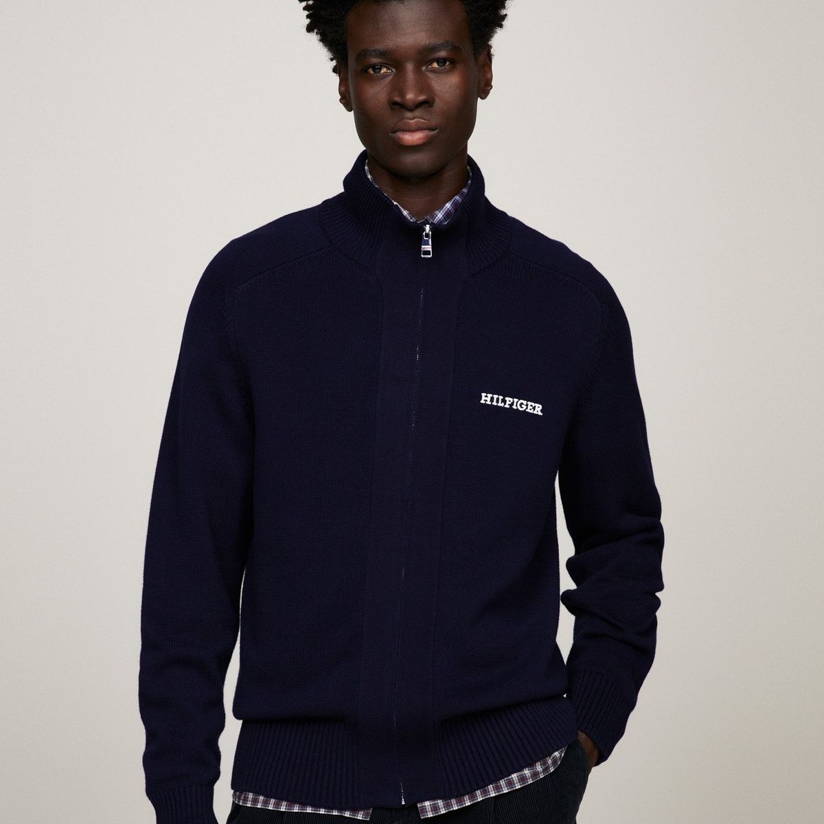 TOMMY HILFIGER - Sweater Monotipocon Cierre Azul Tommy Hilfiger