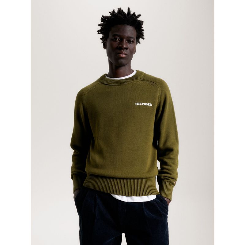 TOMMY HILFIGER - Sweater C-Neck Monotype Verde Tommy Hilfiger