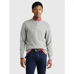 TOMMY HILFIGER - Sweater C-Neck Con Logo Bordado Gris
