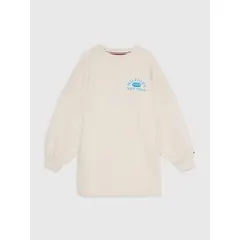 TOMMY HILFIGER - Vestido Relaxed Logo Varsity Beige