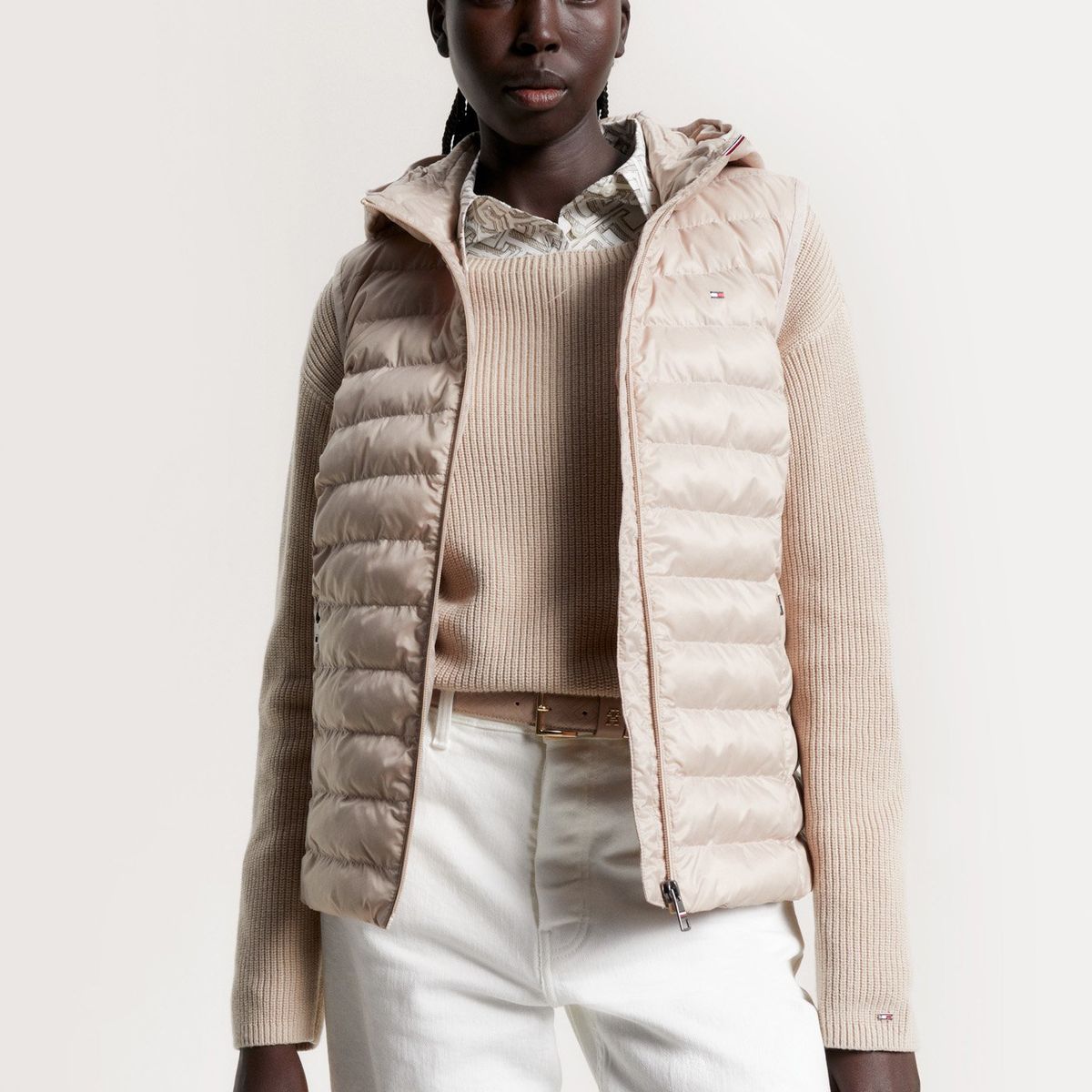 TOMMY HILFIGER - Parka Vest Acolchada Global Stripe Beige Tommy Hilfiger