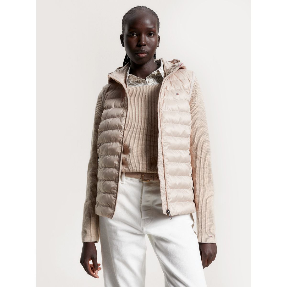 TOMMY HILFIGER - Parka Vest Acolchada Global Stripe Beige Tommy Hilfiger