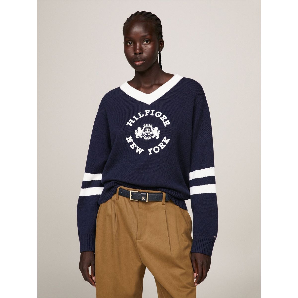 TOMMY HILFIGER - Sweater College Cuello V Azul Tommy Hilfiger