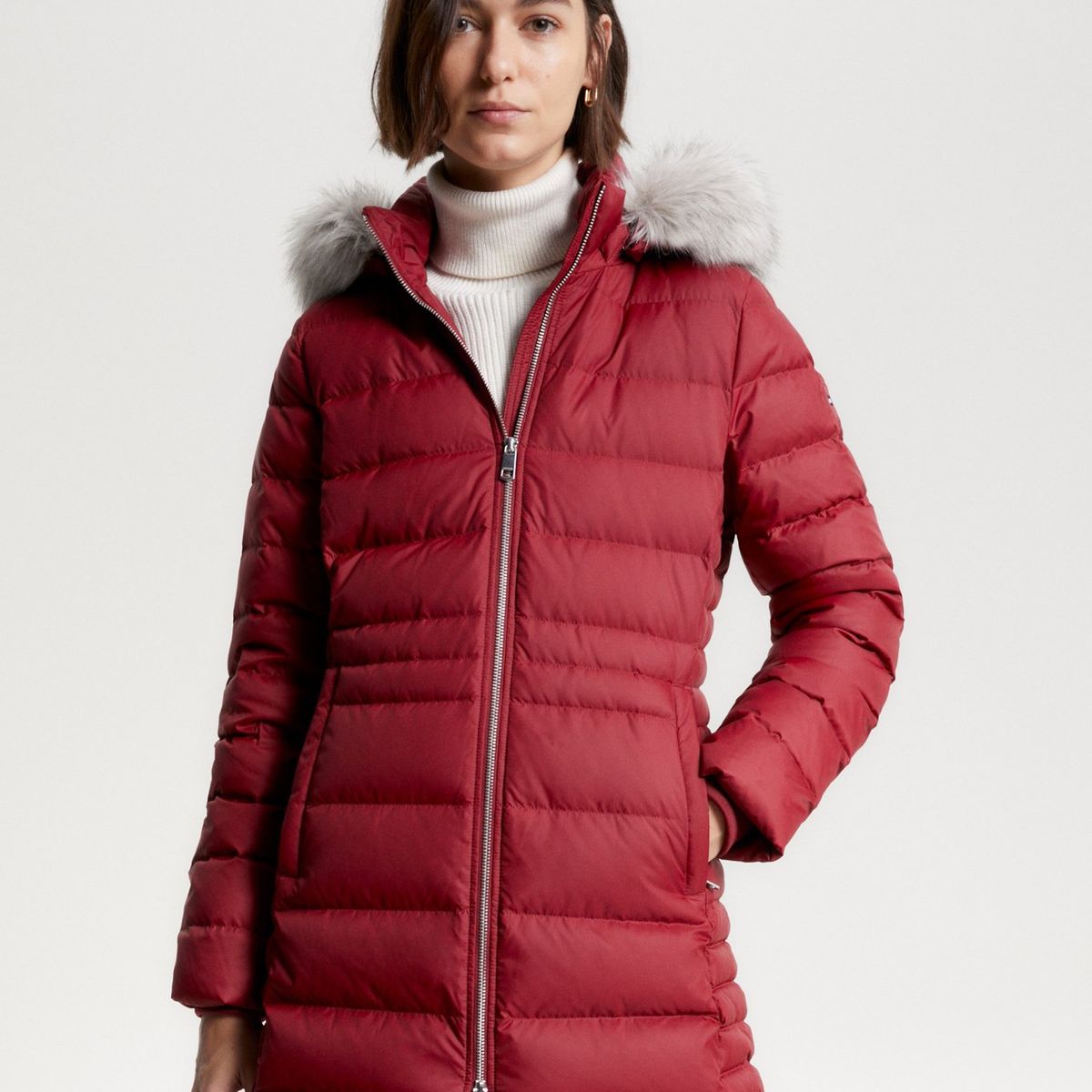 TOMMY HILFIGER - Parka Tyra Con Gorro Y Con Relleno Rojo Tommy Hilfiger