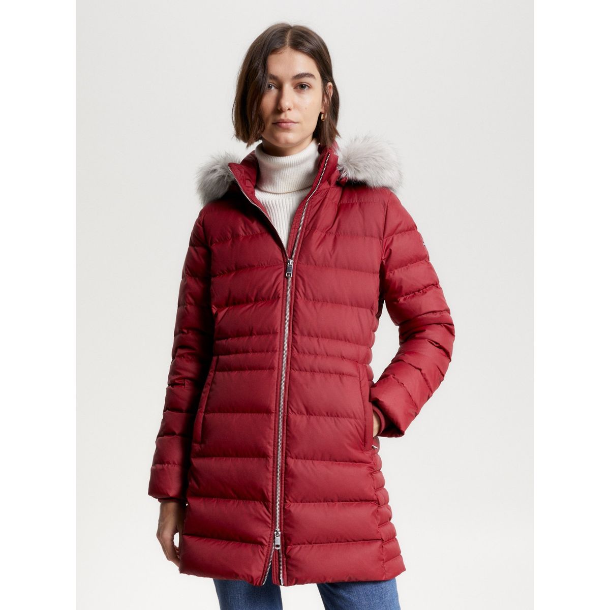 TOMMY HILFIGER - Parka Tyra Con Gorro Y Con Relleno Rojo Tommy Hilfiger