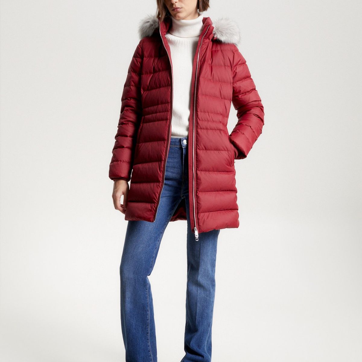 TOMMY HILFIGER - Parka Tyra Con Gorro Y Con Relleno Rojo Tommy Hilfiger
