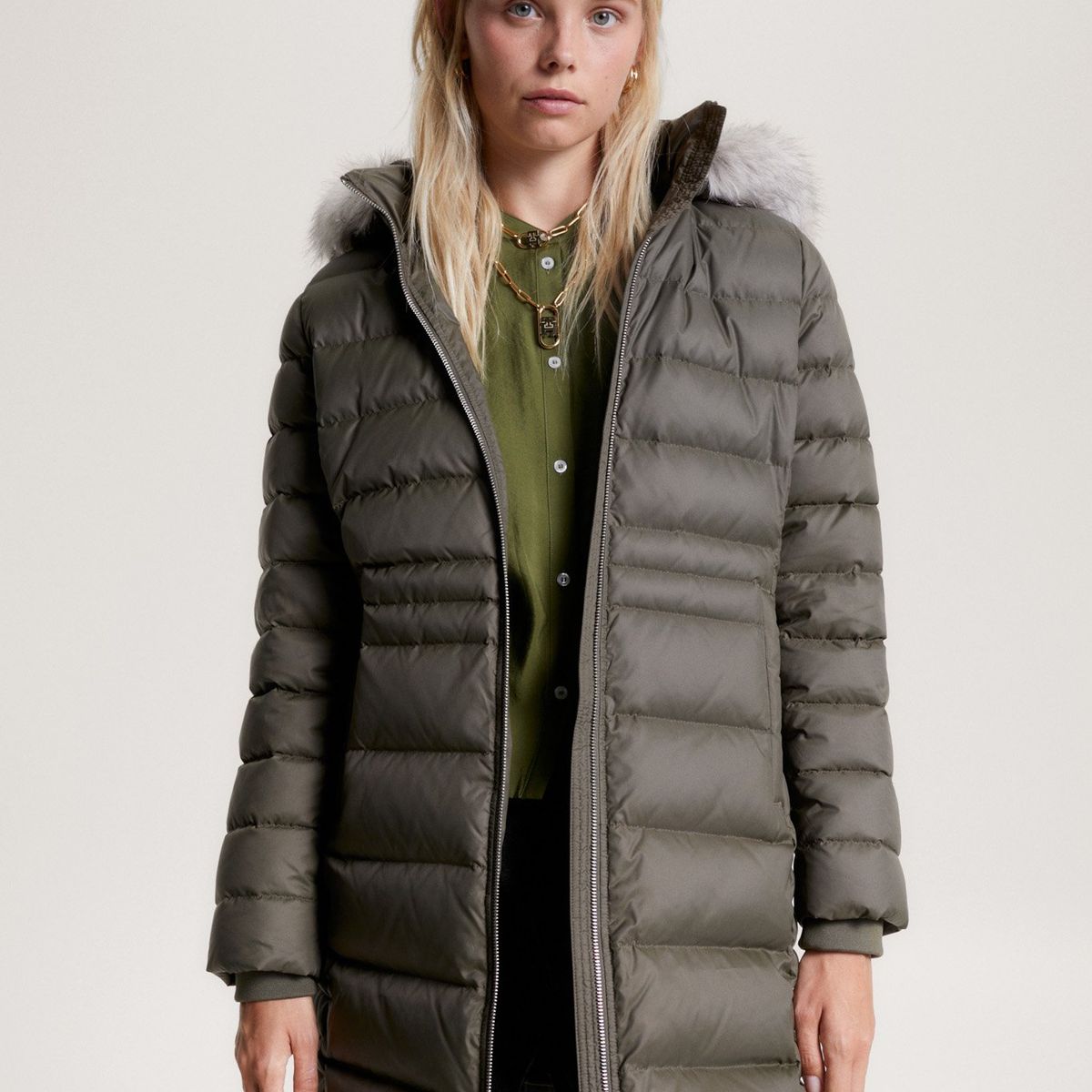 TOMMY HILFIGER - Parka Tyra Con Gorro Y Con Relleno Verde Tommy Hilfiger