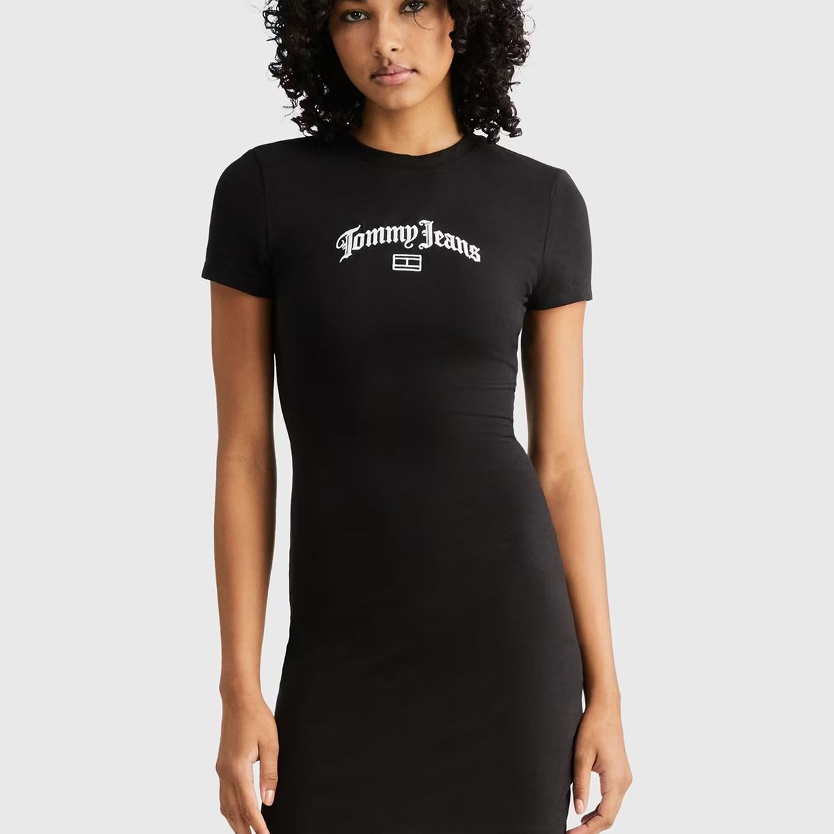 TOMMY HILFIGER - Vestido Grunge Con Logo Negro Tommy Hilfiger
