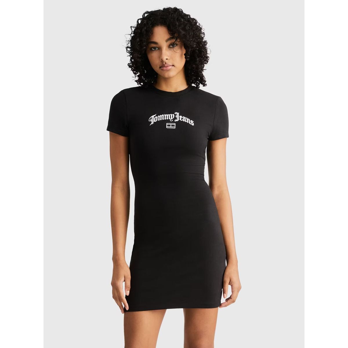 TOMMY HILFIGER - Vestido Grunge Con Logo Negro Tommy Hilfiger