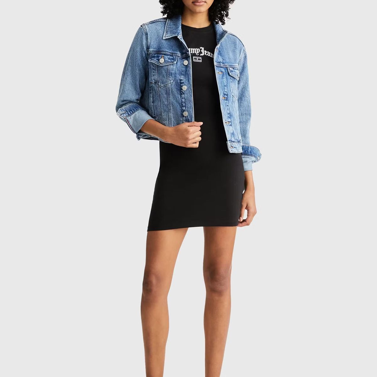 TOMMY HILFIGER - Vestido Grunge Con Logo Negro Tommy Hilfiger