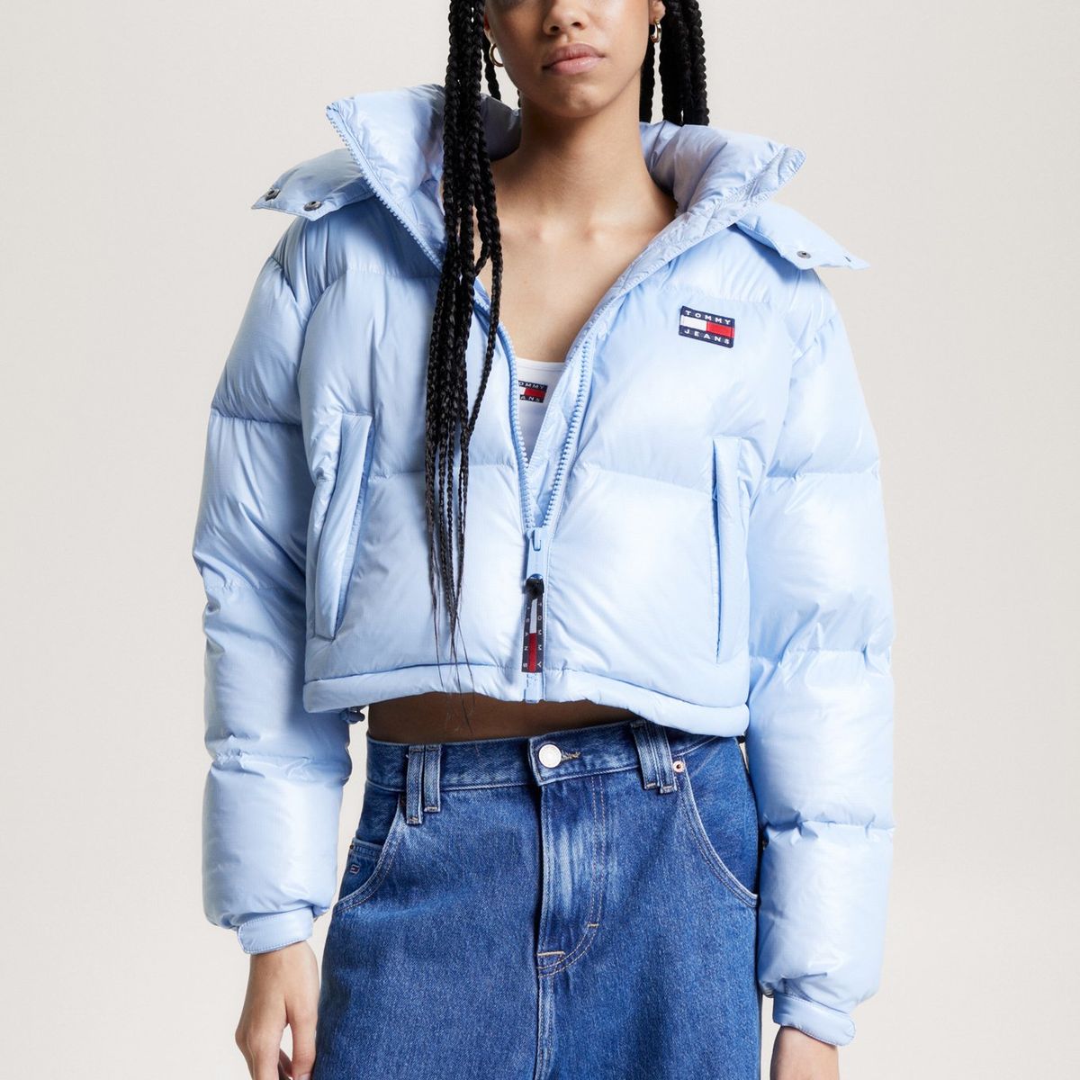 TOMMY HILFIGER - Parka Alaska Acolchada Cropped Azul Tommy Hilfiger