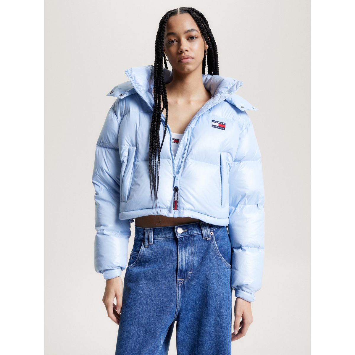 TOMMY HILFIGER - Parka Alaska Acolchada Cropped Azul Tommy Hilfiger
