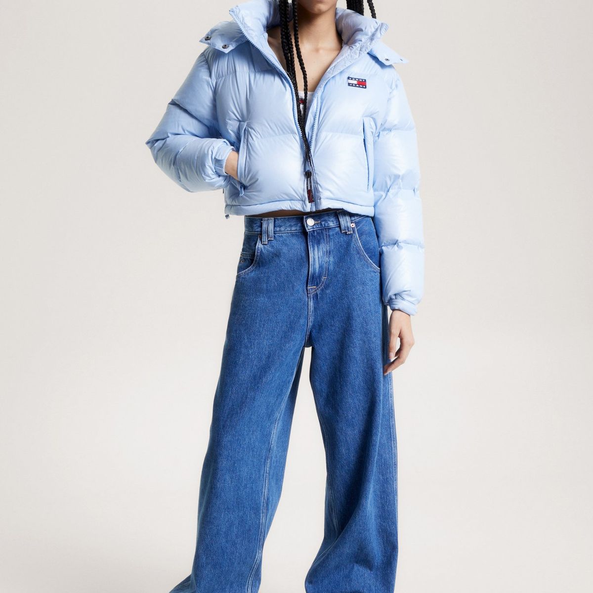 TOMMY HILFIGER - Parka Alaska Acolchada Cropped Azul Tommy Hilfiger