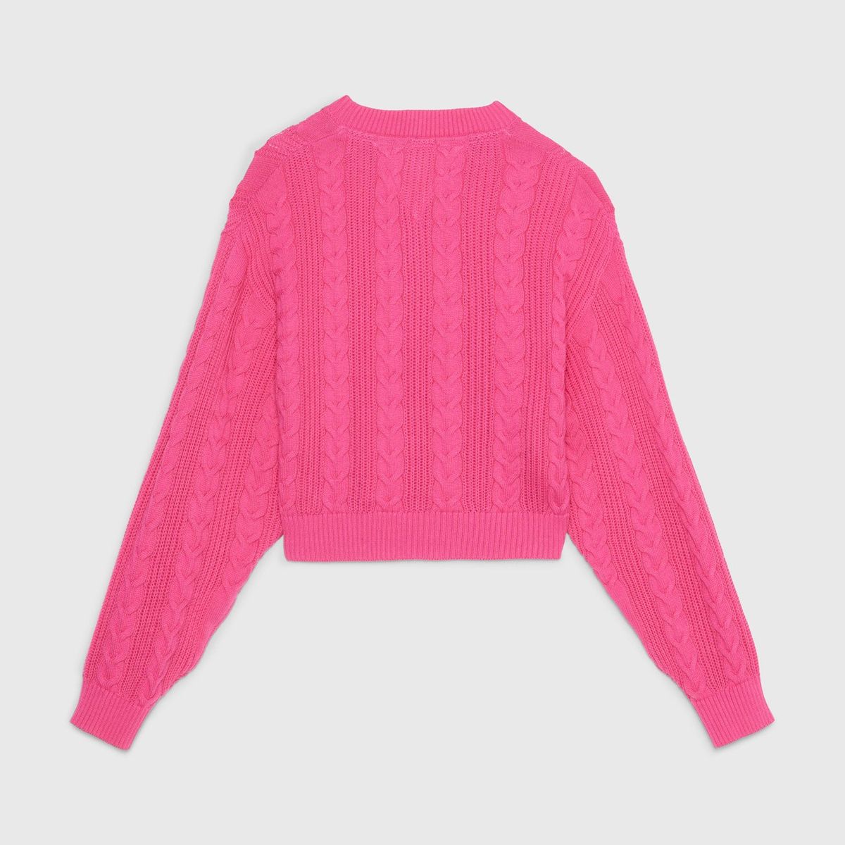 TOMMY HILFIGER - Sweater Cropped De Punto Trenzado Rosado Tommy Hilfiger