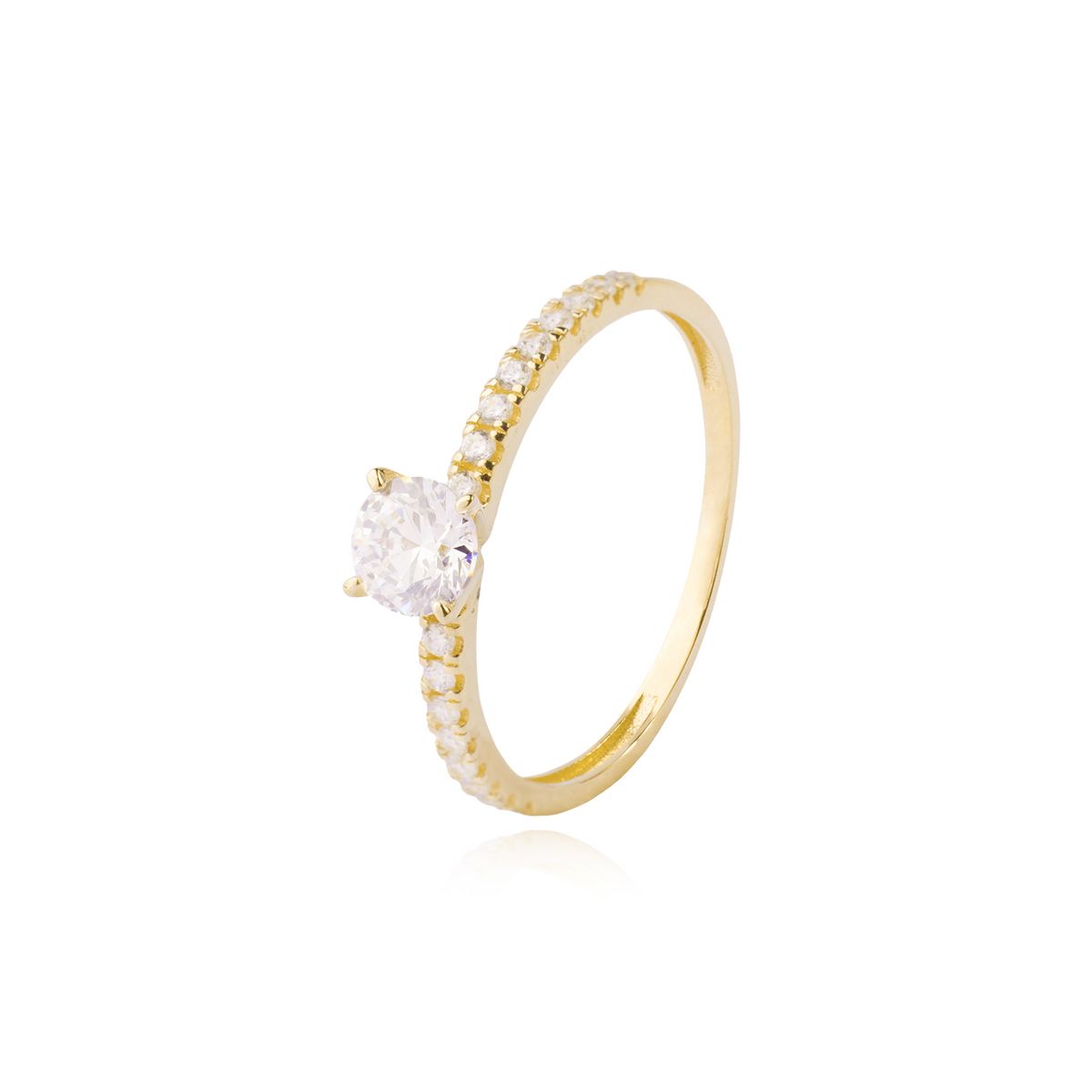 JB JOYAS BARON - Anillo Compromiso de Oro 14kt Conjunto Radiante Solitario