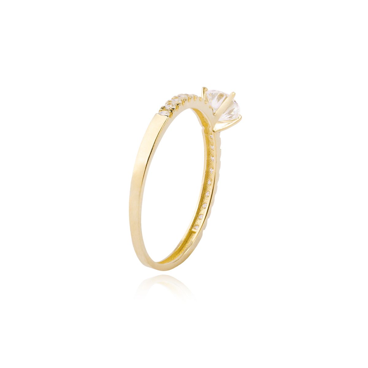 JB JOYAS BARON - Anillo Compromiso de Oro 14kt Conjunto Radiante Solitario