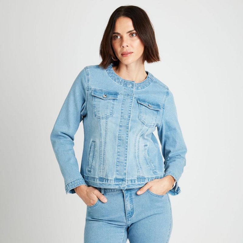 LORENZO DI PONTTI - Chaqueta De Mezclilla Cuello Chanel Celeste LORENZO DI PONTTI